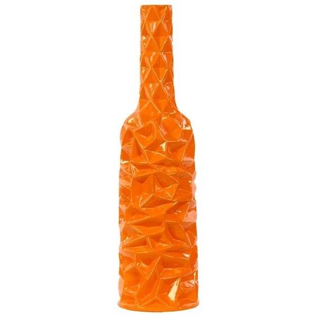 URBAN TRENDS COLLECTION Urban Trends Collection 25065 Ceramic Round Bottle Vase with Wrinkled Sides Gloss; Orange - Large 25065